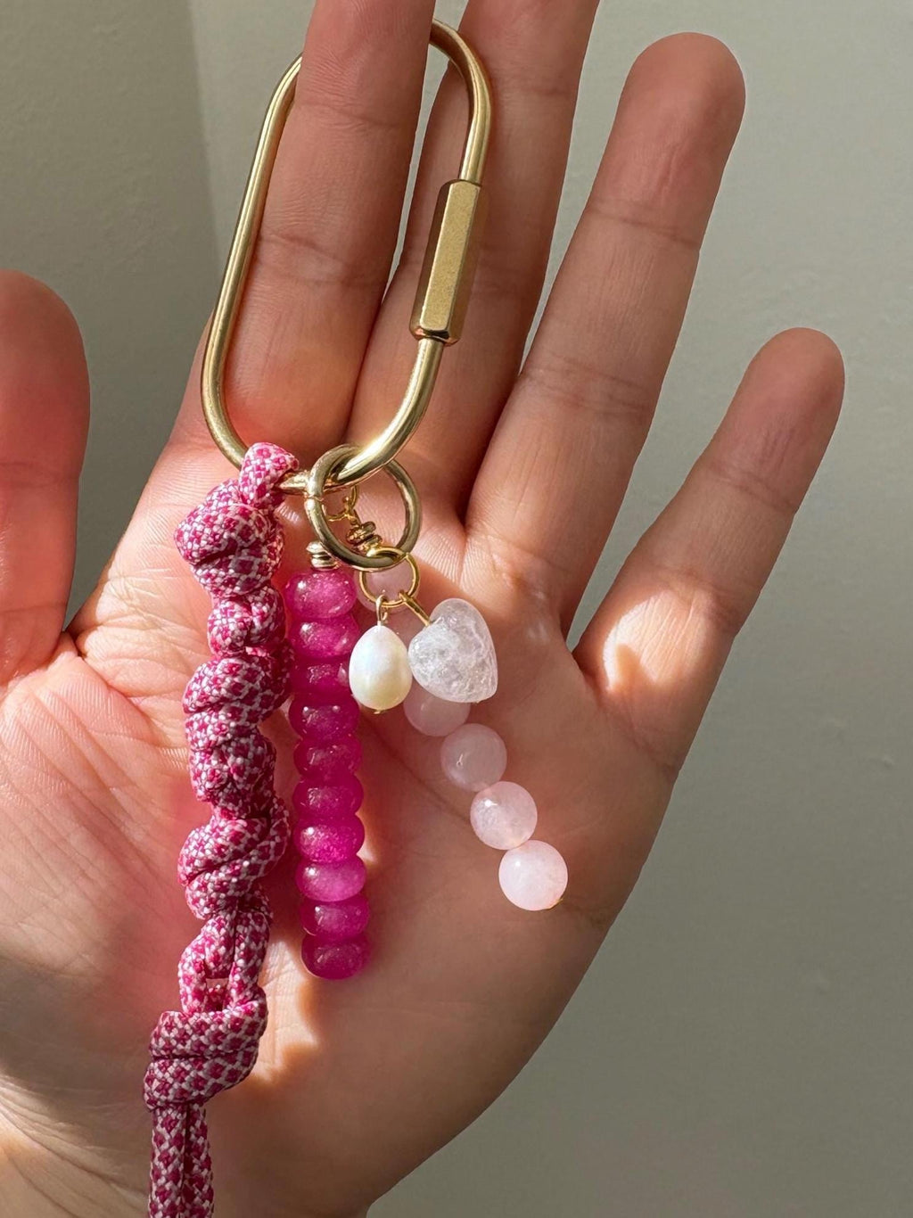 Multi Medium + Pearl Accent Carabiner Bag Charms | Gold Accents