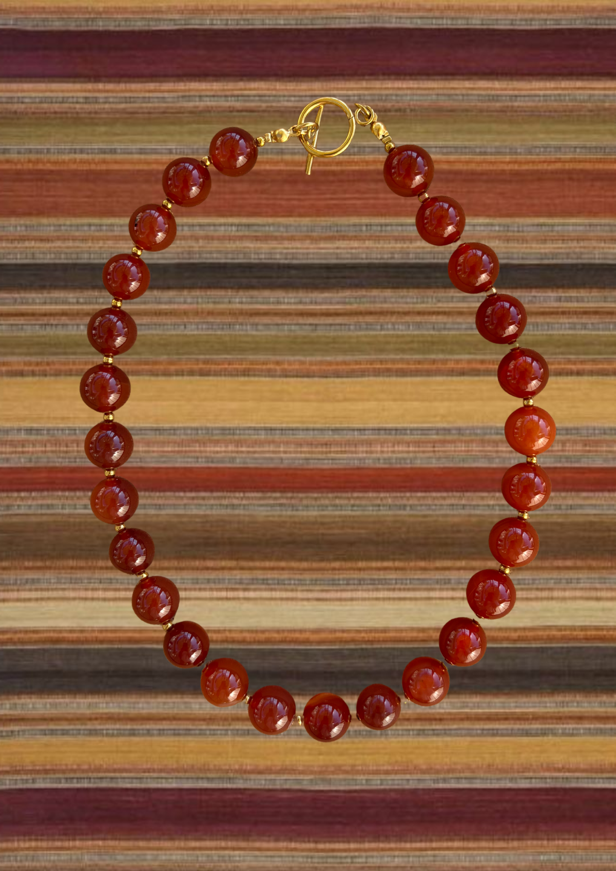 Carnelian Chunky Round Stone Necklace | Tarnish Resistant Accents | 17'