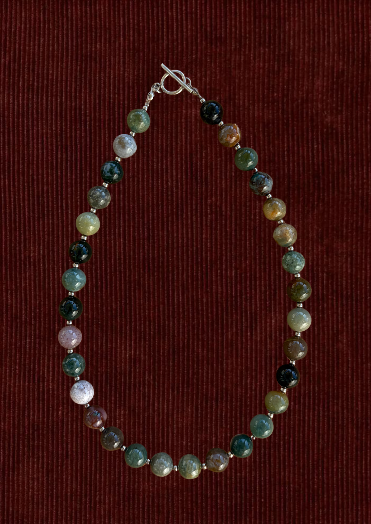 Earth Tone Round Beaded Necklace | Tarnish Resistant Accents | 17'