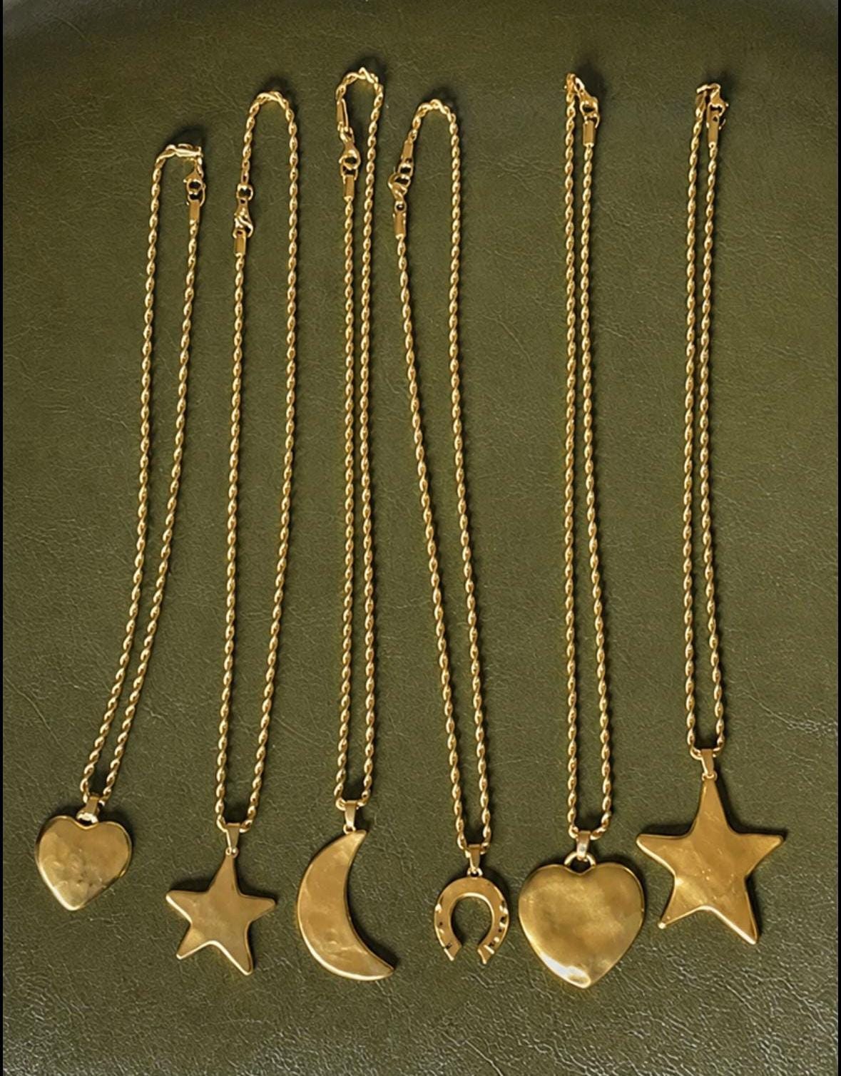 Chunky Charm Gold Necklace with Rope Chain | Tarnish Resistant | 16 & 18"