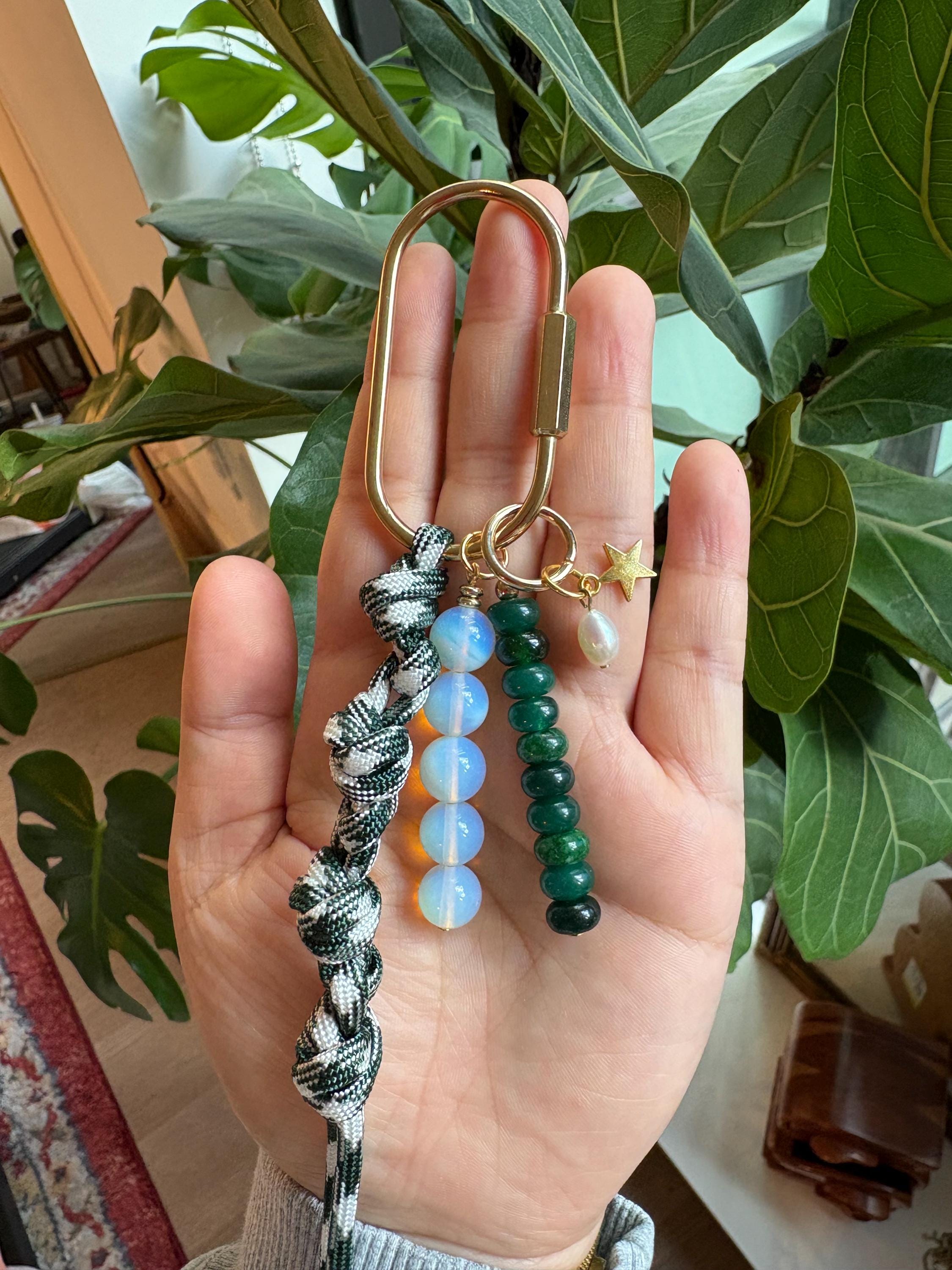Paracord + Star Accent Carabiner Bag Charm | Gold Accents