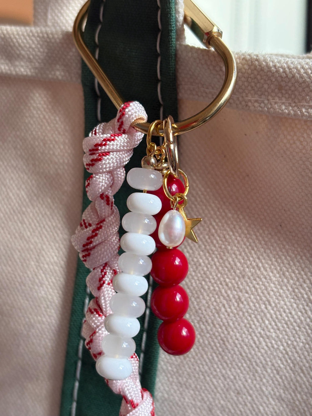 Paracord + Star Accent Carabiner Bag Charm | Gold Accents