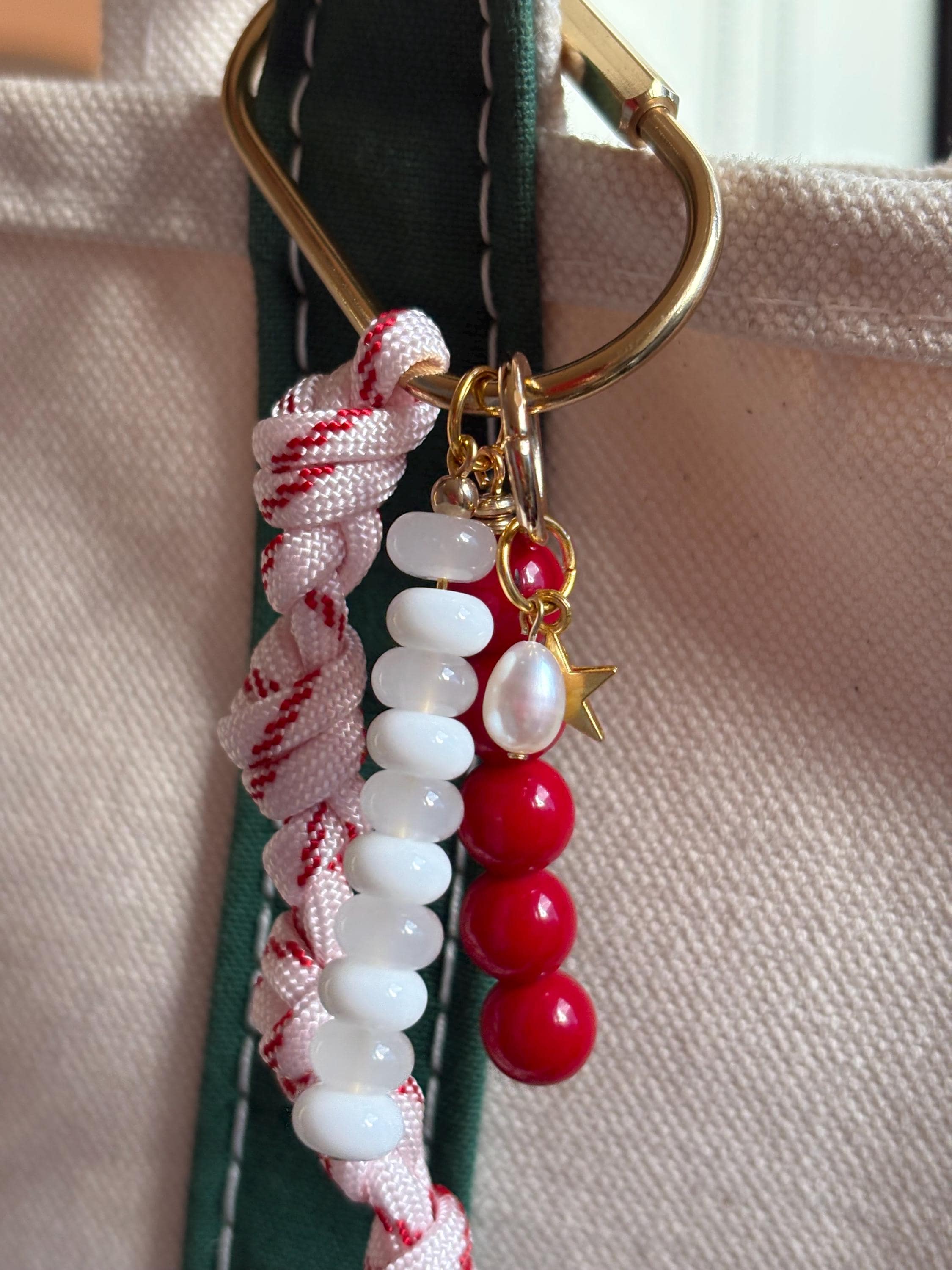 Paracord + Star Accent Carabiner Bag Charm | Gold Accents
