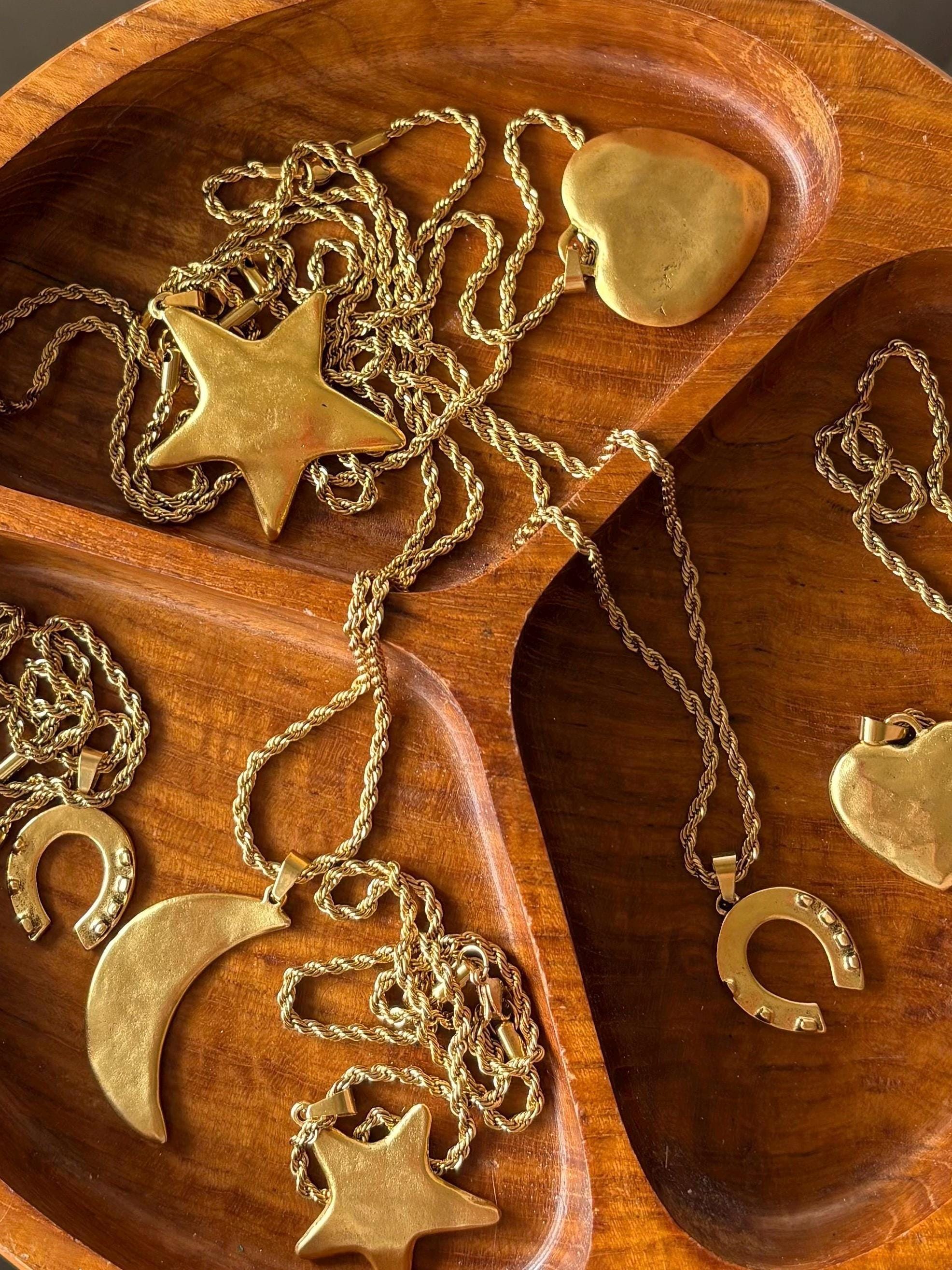 Chunky Charm Gold Necklace with Rope Chain | Tarnish Resistant | 16 & 18"