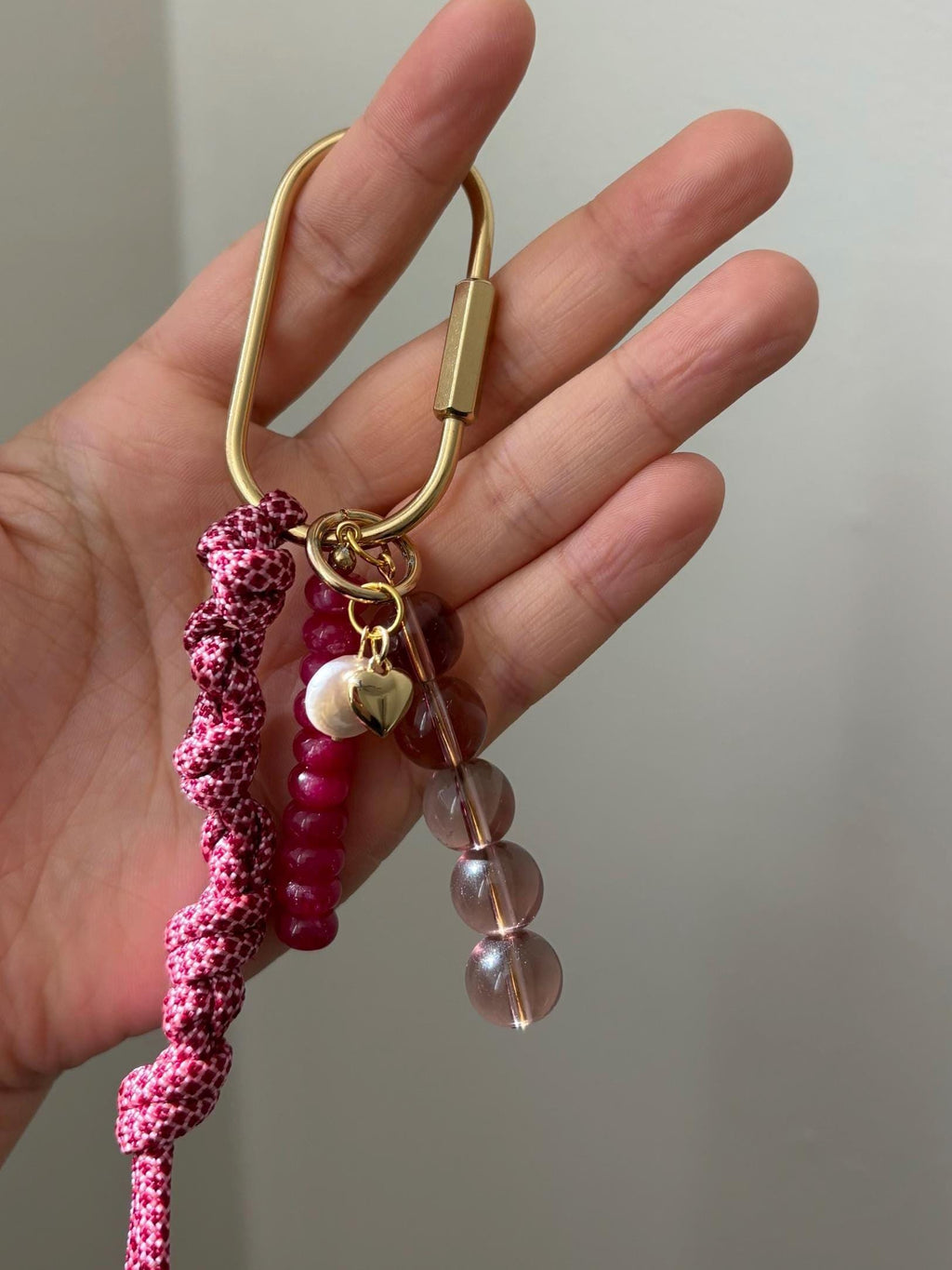 Multi Medium + Pearl Accent Carabiner Bag Charms | Gold Accents