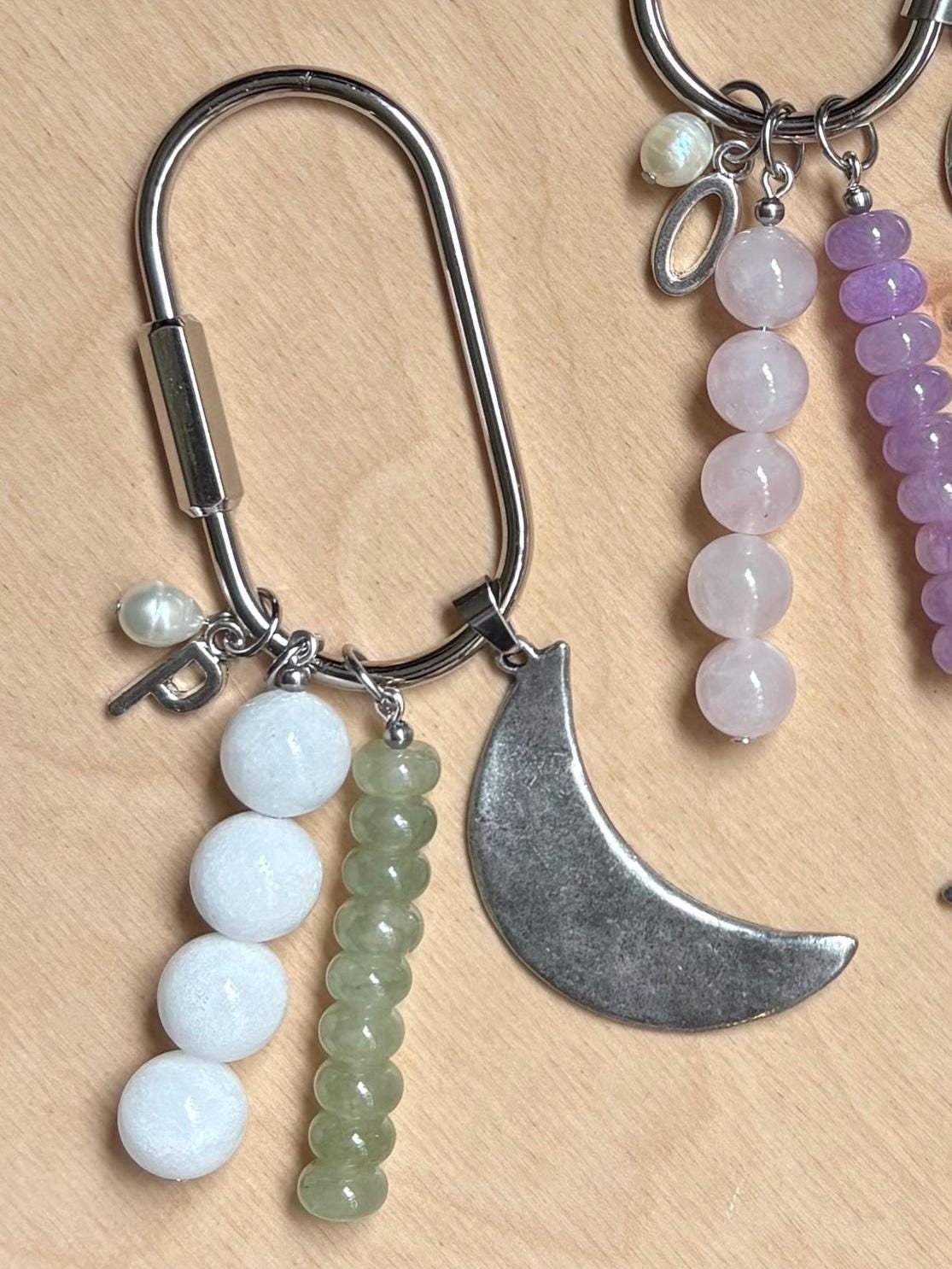 Chunky Silver Charm Carabiner Keychain | Customizable