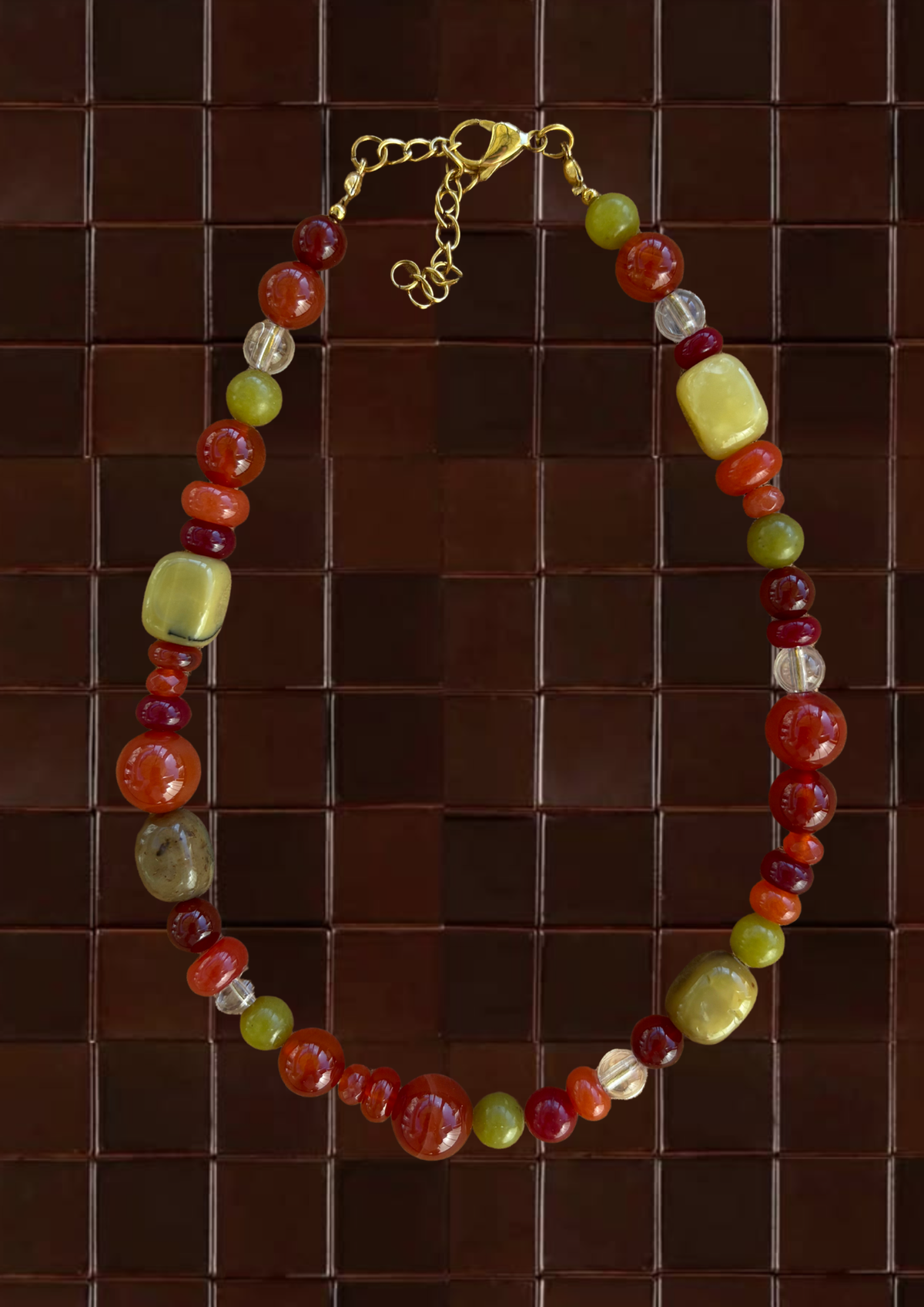 Multi Medium Chunky Stone Necklace | Tarnish Resistant Accents | 16-18'