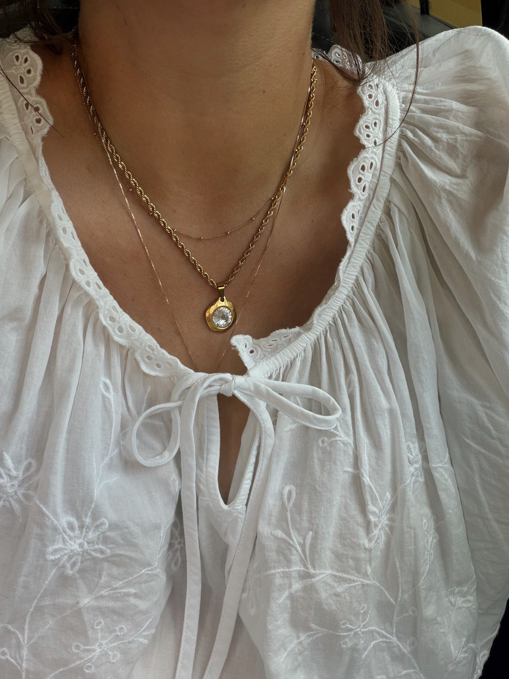 Chunky Bezel Rope Necklace | Tarnish Resistant | 16 & 18"