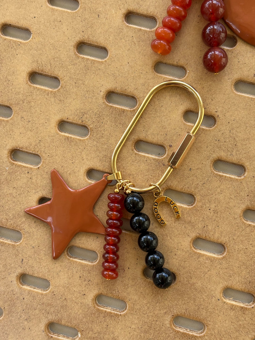 Chunky Burnt Orange Charm Cluster