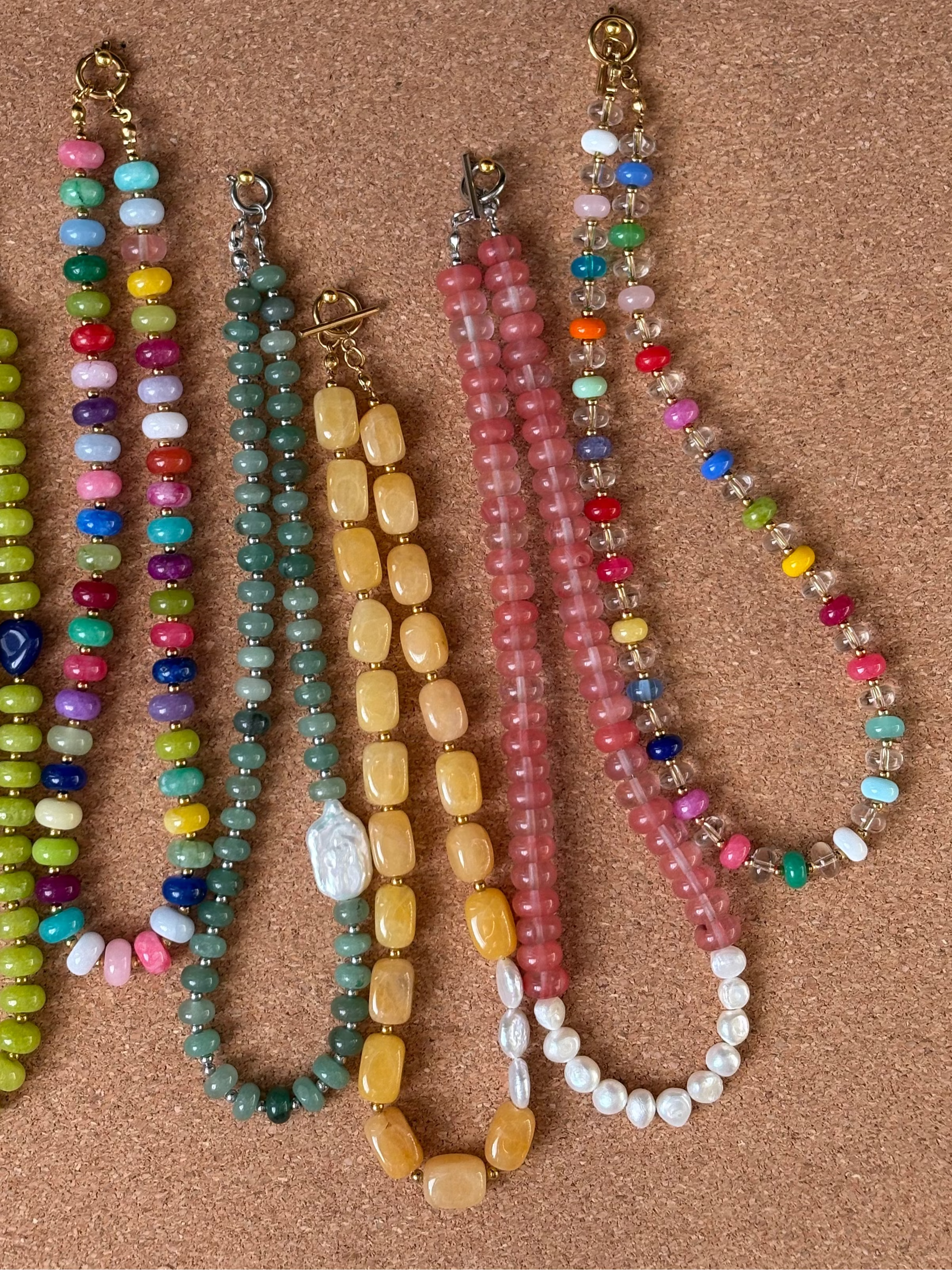 Pink Translucent Pearl Chunky Necklace | Tarnish Resistant | 17'
