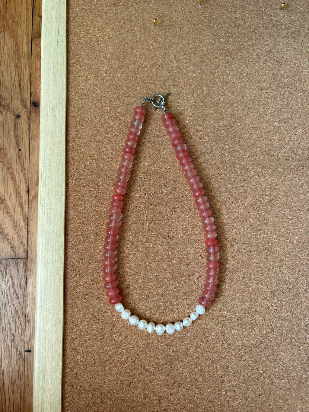Pink Translucent Pearl Chunky Necklace | Tarnish Resistant | 17'