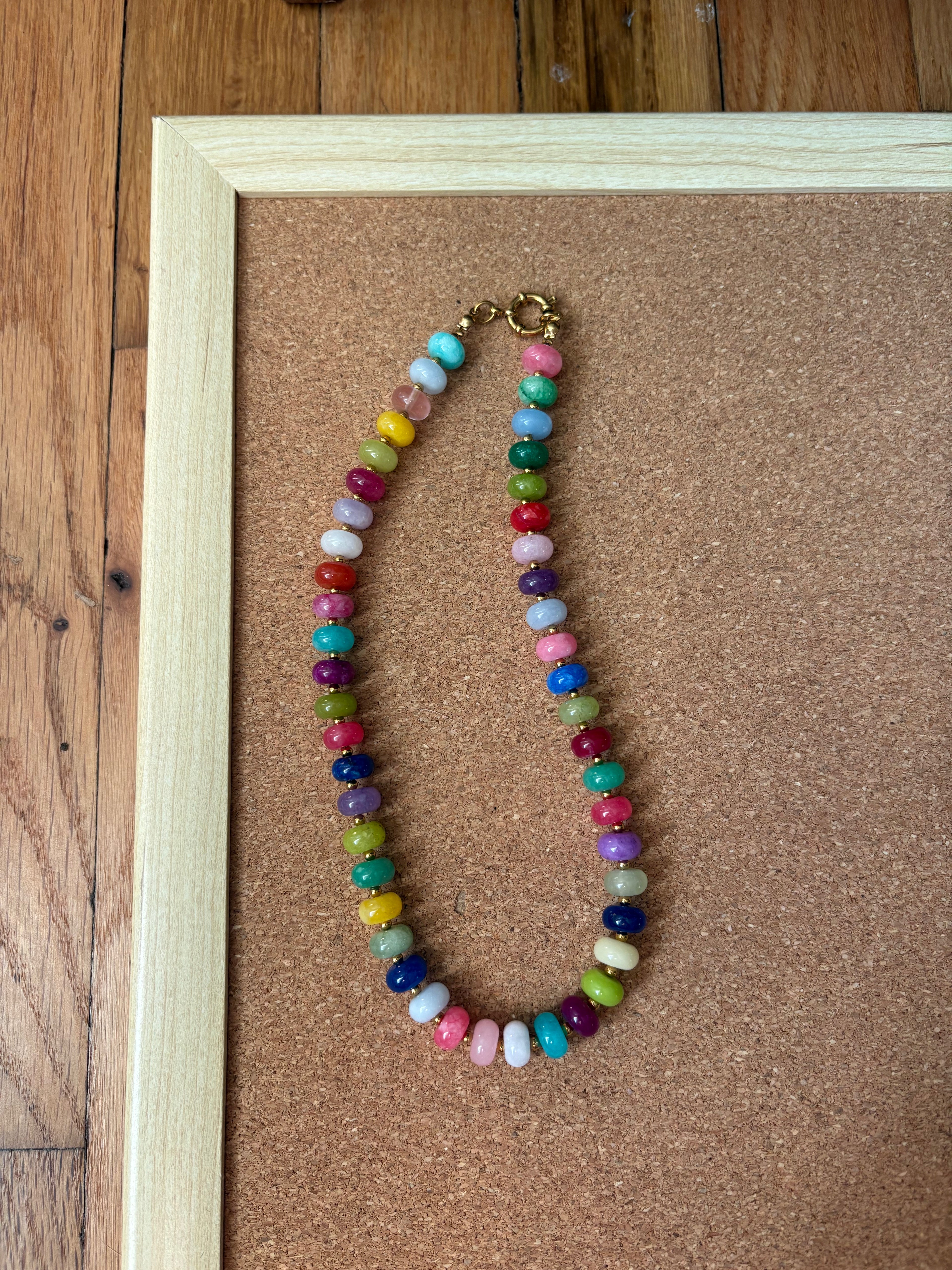 Chunky Multicolor Beaded Necklace | Tarnish Resistant Accents | 17'