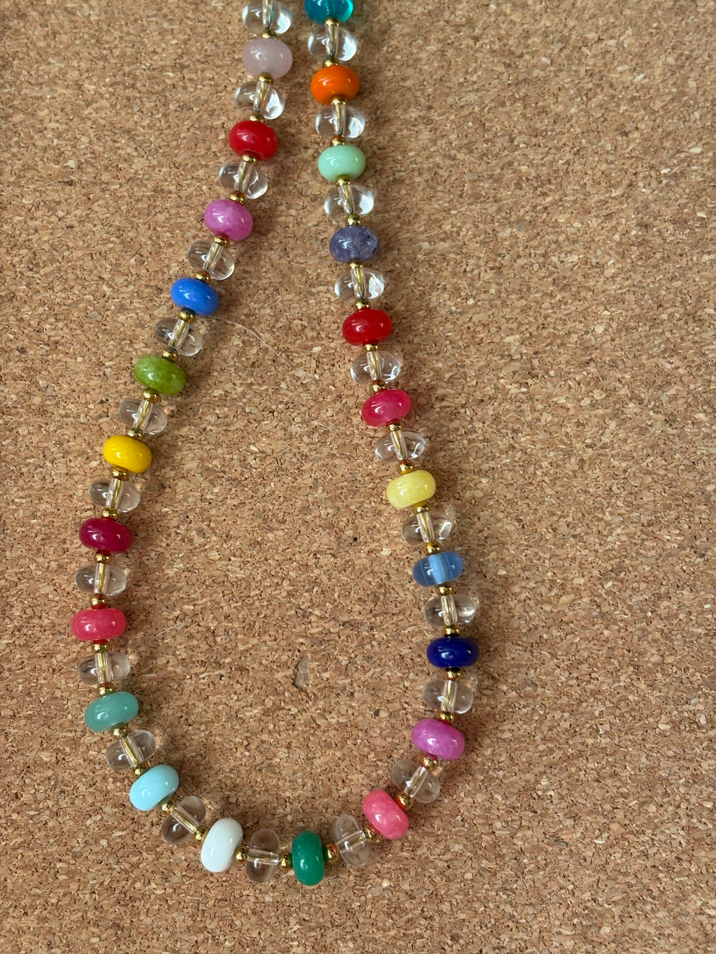 Multicolor + Clear Beaded Necklace | Tarnish Resistant | 17'