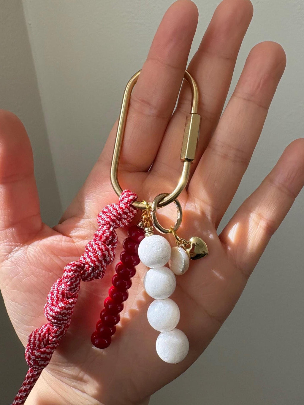Multi Medium + Pearl Accent Carabiner Bag Charms | Gold Accents