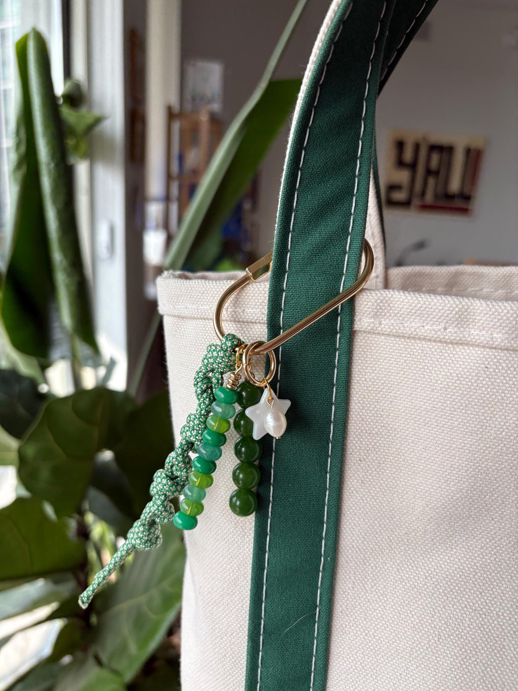 Star & Paracord Carabiner Bag Charm | Gold Accents