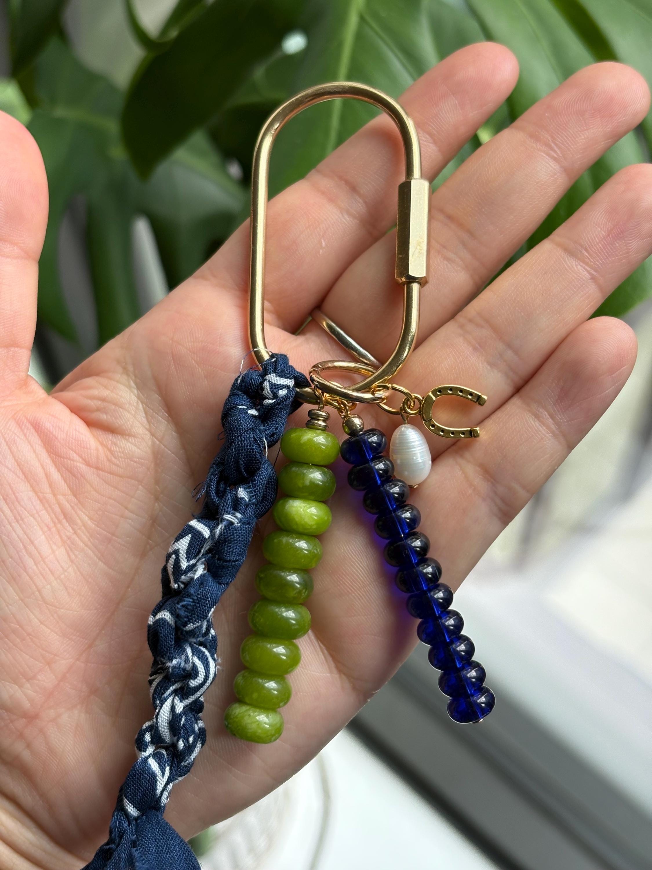 Bandana Carabiner Bag Charm | Gold Accents