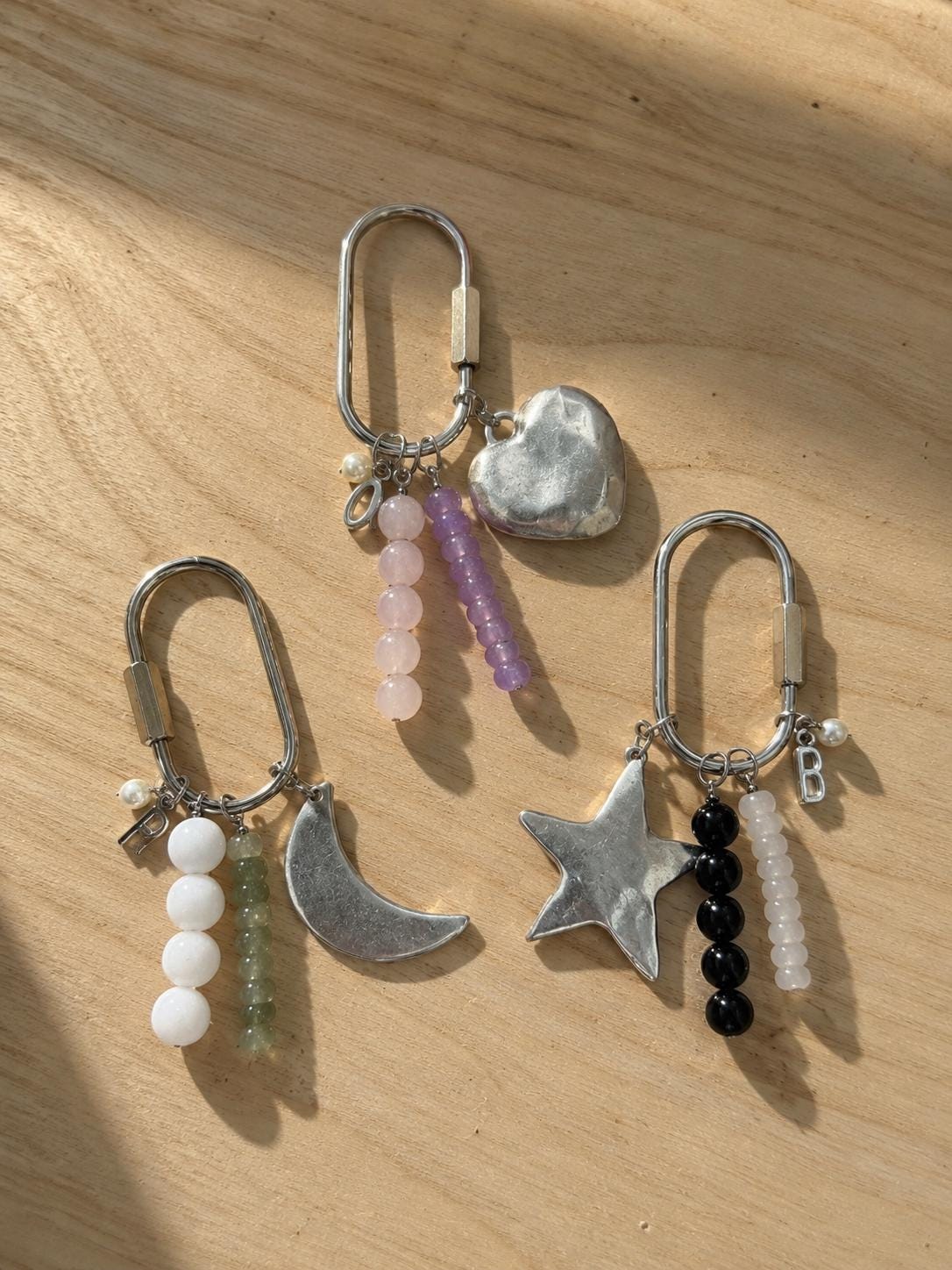 Chunky Silver Charm Carabiner Keychain | Customizable