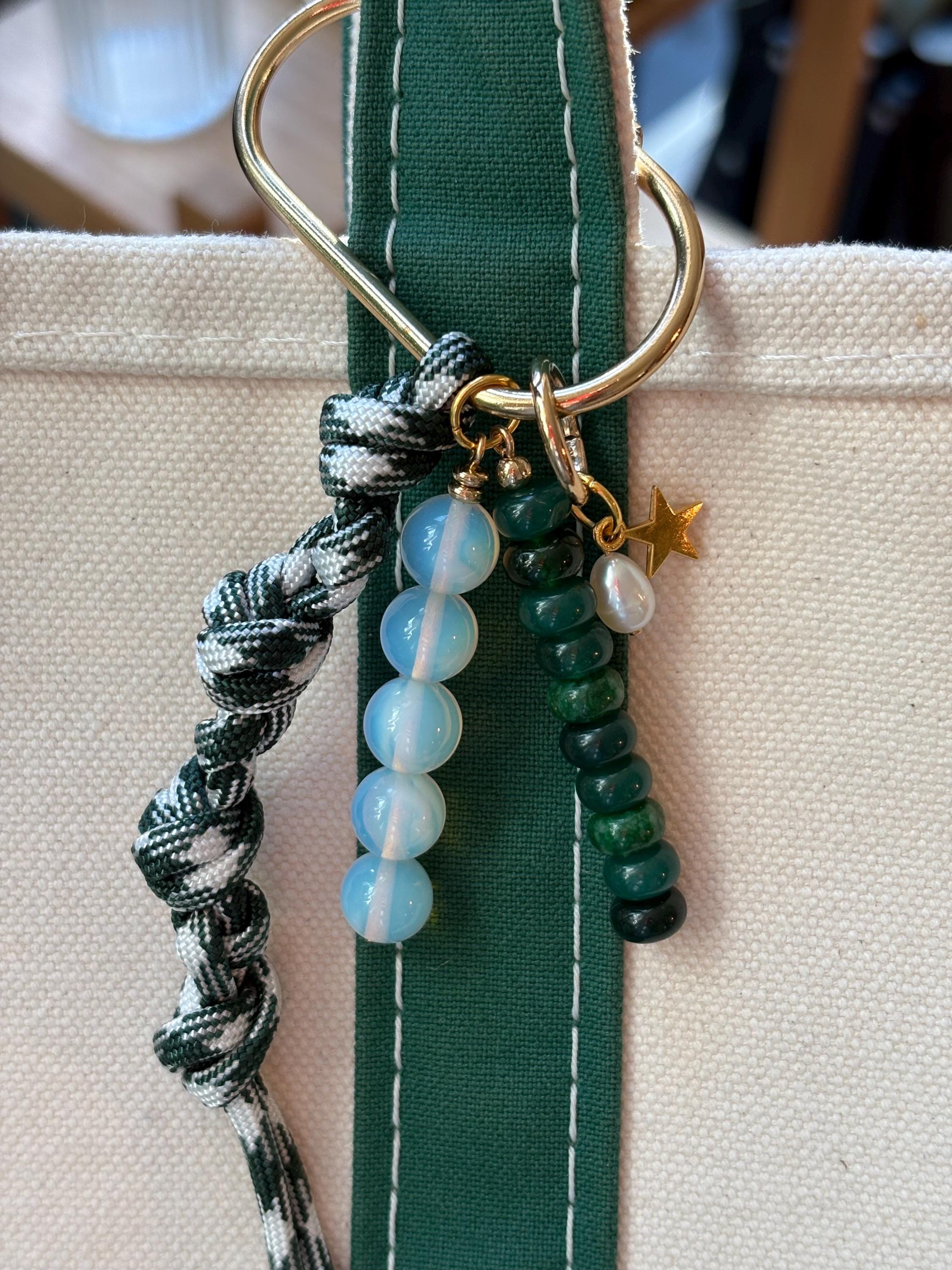 Paracord + Star Accent Carabiner Bag Charm | Gold Accents
