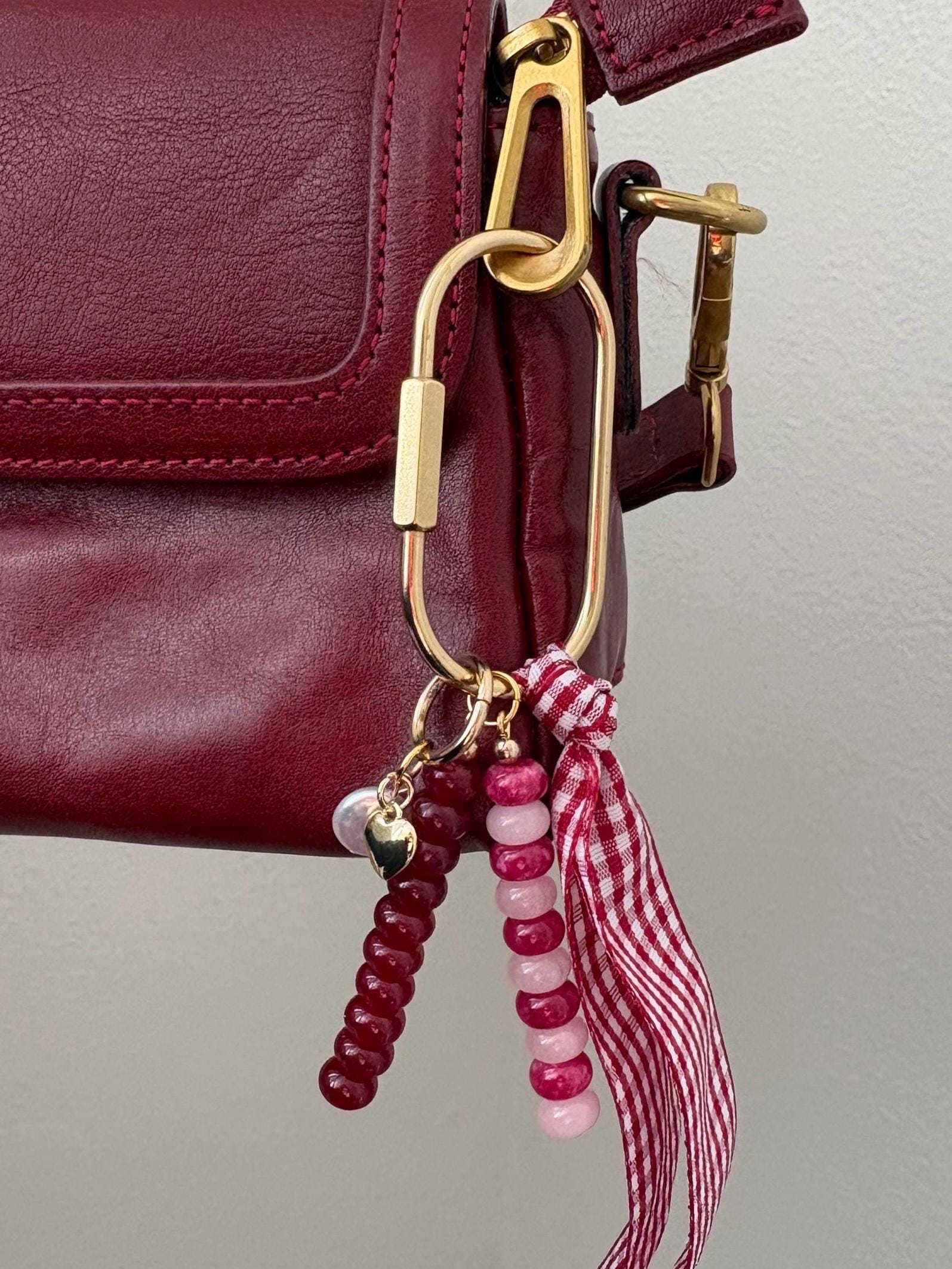Multi Medium + Pearl Accent Carabiner Bag Charms | Gold Accents