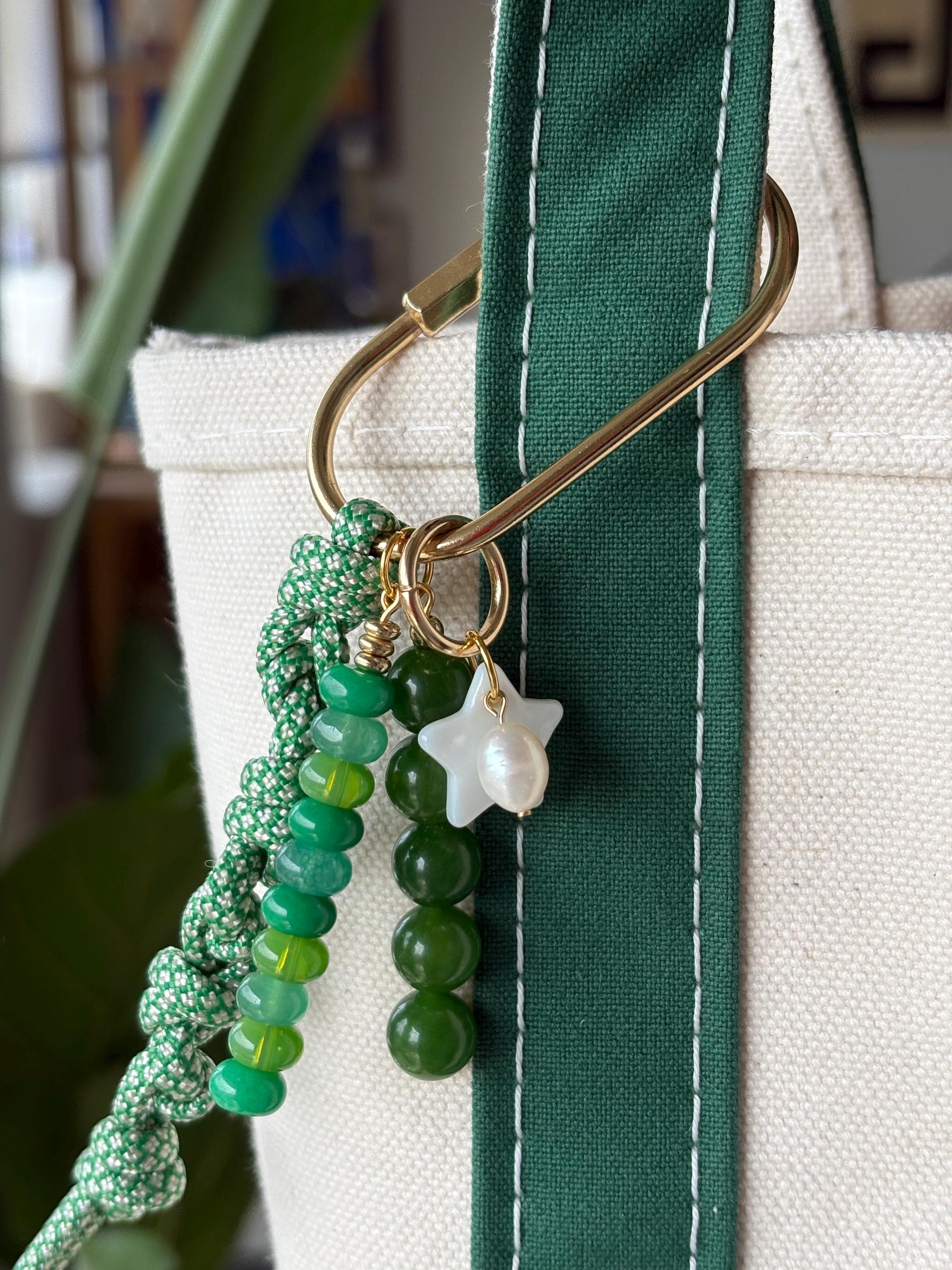 Star & Paracord Carabiner Bag Charm | Gold Accents
