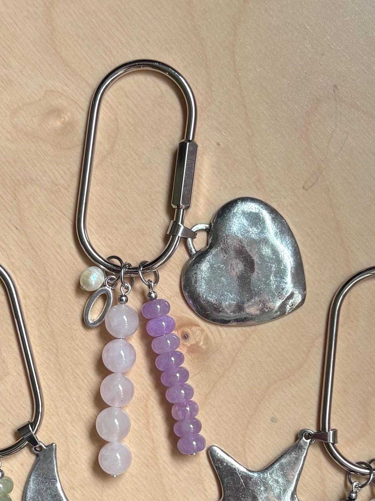 Chunky Silver Charm Carabiner Keychain | Customizable