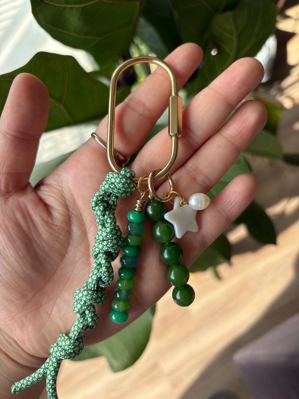Star & Paracord Carabiner Bag Charm | Gold Accents