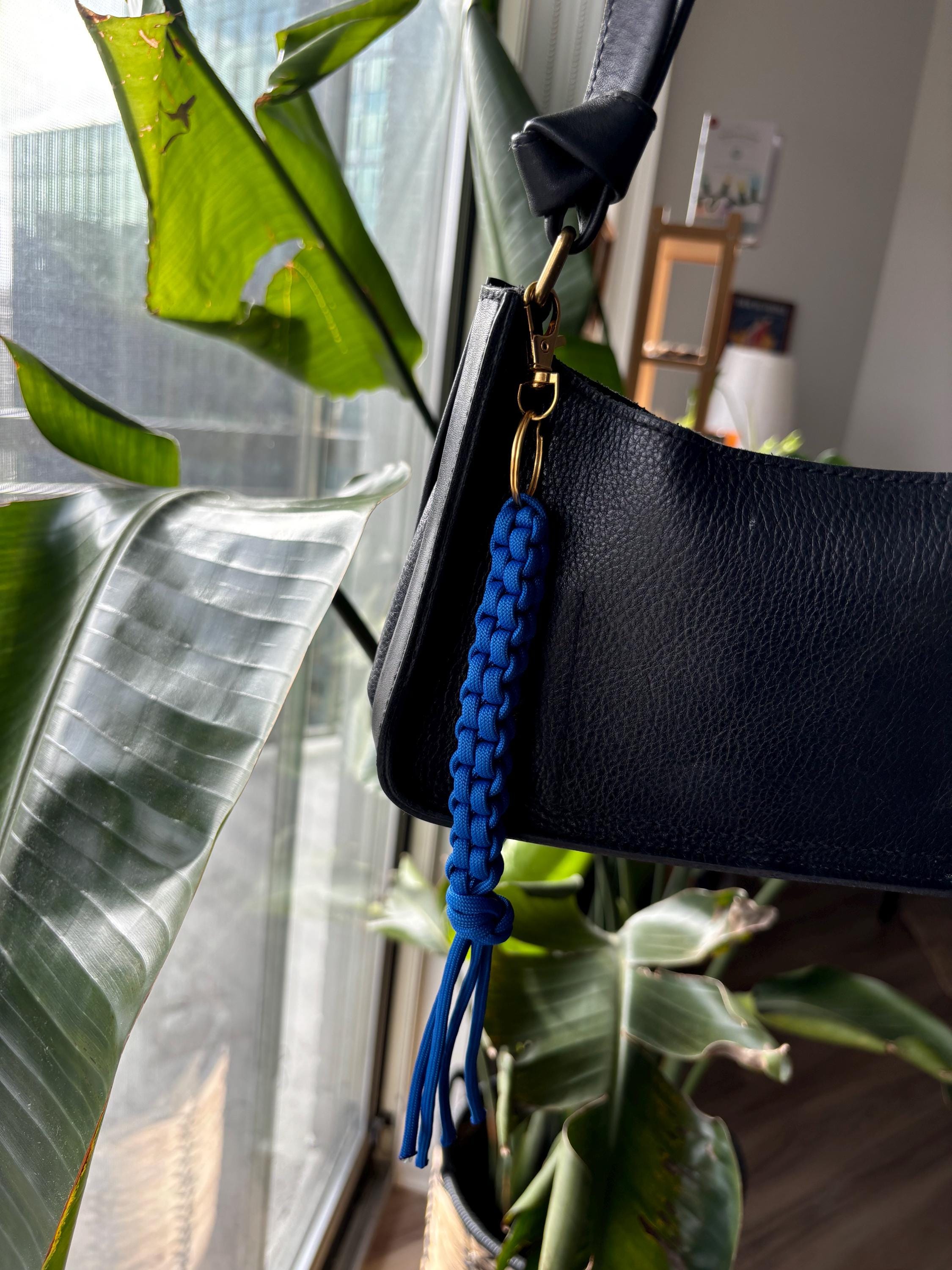 Paracord Gold Accent Charm Keychain, Handmade and Customizable Style & Length for Purse, Perfect for Gifts