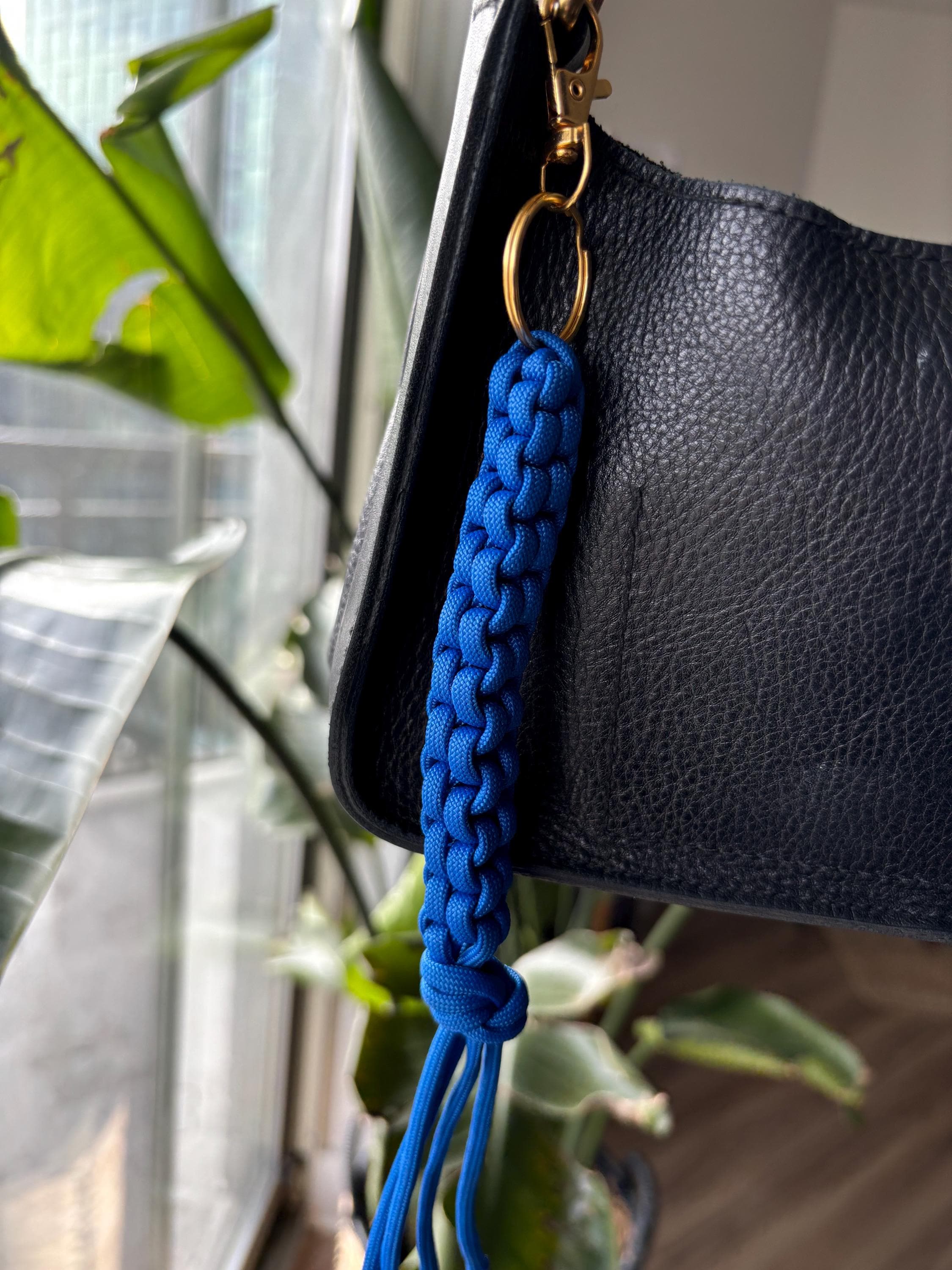 Paracord Gold Accent Charm Keychain, Handmade and Customizable Style & Length for Purse, Perfect for Gifts