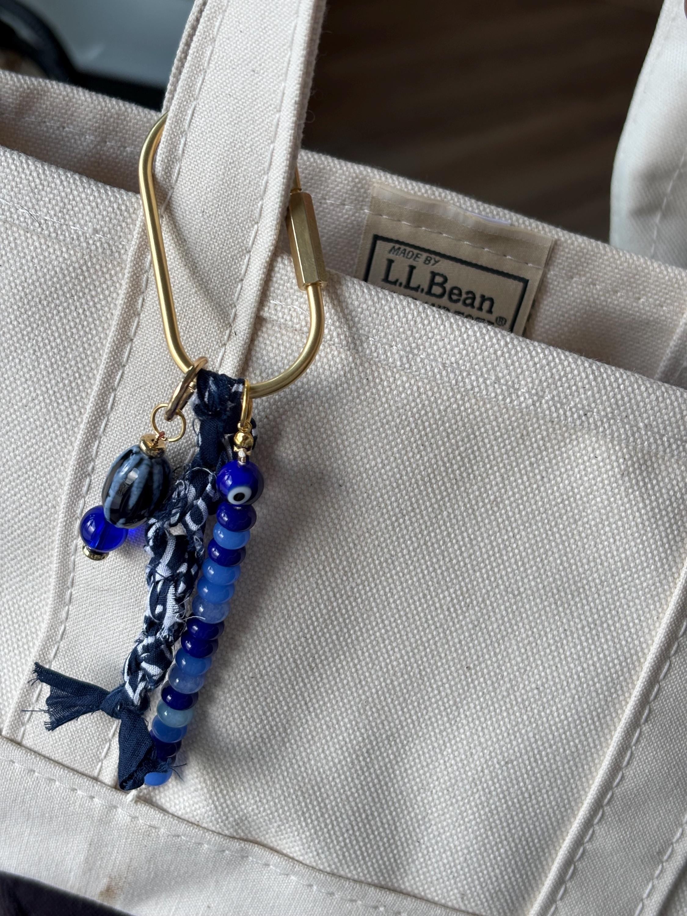 Bag Charm Keychains with Glass + Ceramic Beads, Gold Fixtures, and Bandana Accent | Handmade and Customizable | Perfect for Purse Gifts