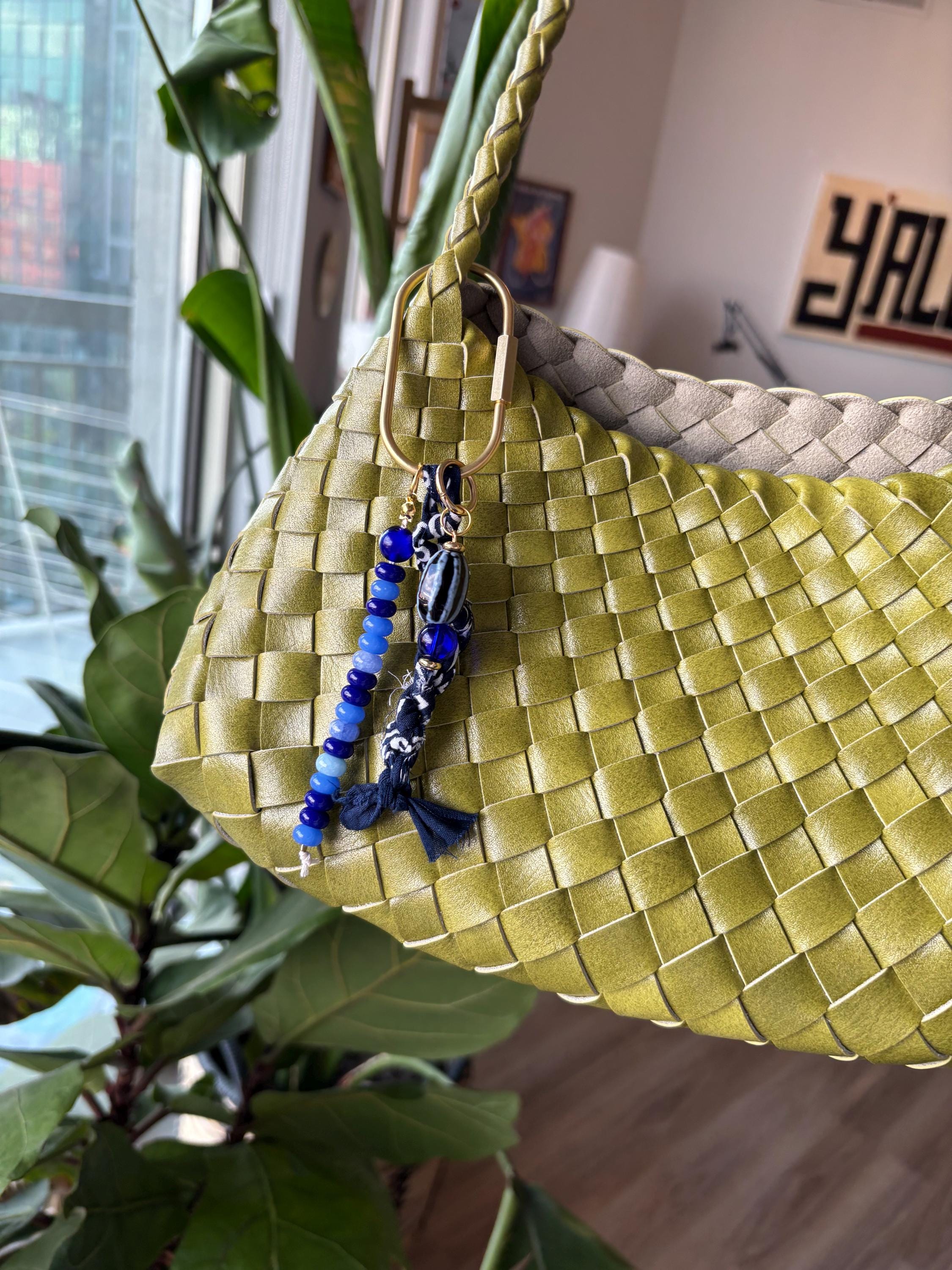 Bag Charm Keychains with Glass + Ceramic Beads, Gold Fixtures, and Bandana Accent | Handmade and Customizable | Perfect for Purse Gifts