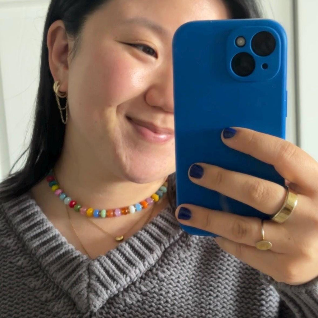 Multicolor Beaded Necklace with Tarnish Resistant Gold Accents | Toggle Clasp Closure and Donut Roundelle Glass Beads | 17” + Customizable