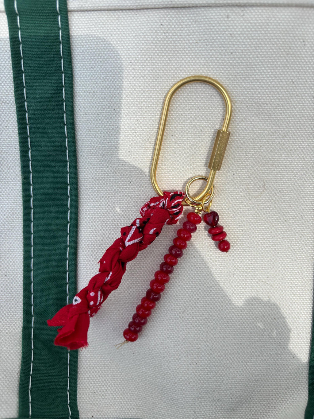 Bag Charm Keychains with Glass + Ceramic Beads, Gold Fixtures, and Bandana Accent | Handmade and Customizable | Perfect for Purse Gifts