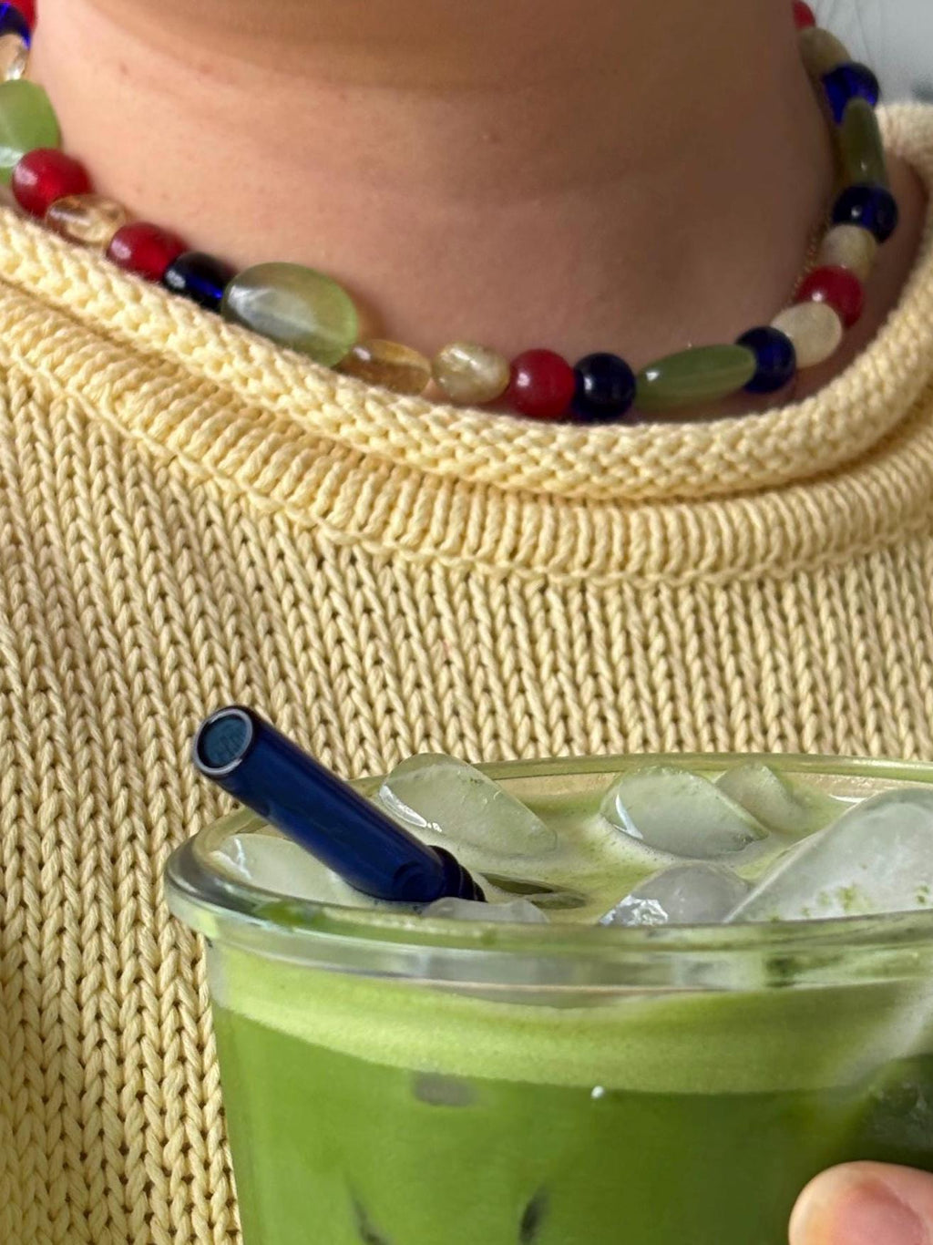 Chunky Colorful Necklace with Tarnish Resistant Gold Accents | Claw Clasp with Glass and Stone Beads | 17” + Customizable