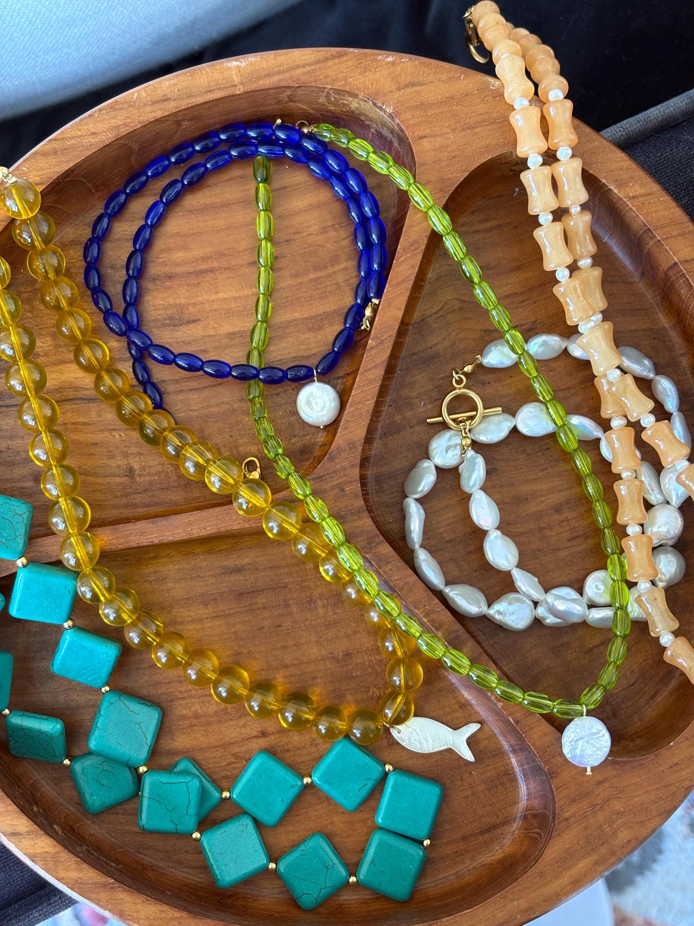 Freshwater Coin Pearl Necklace with Tarnish Resistant Gold Accents | Claw Clasp with Crystal Glass Rice Beads | 17” + Customizable