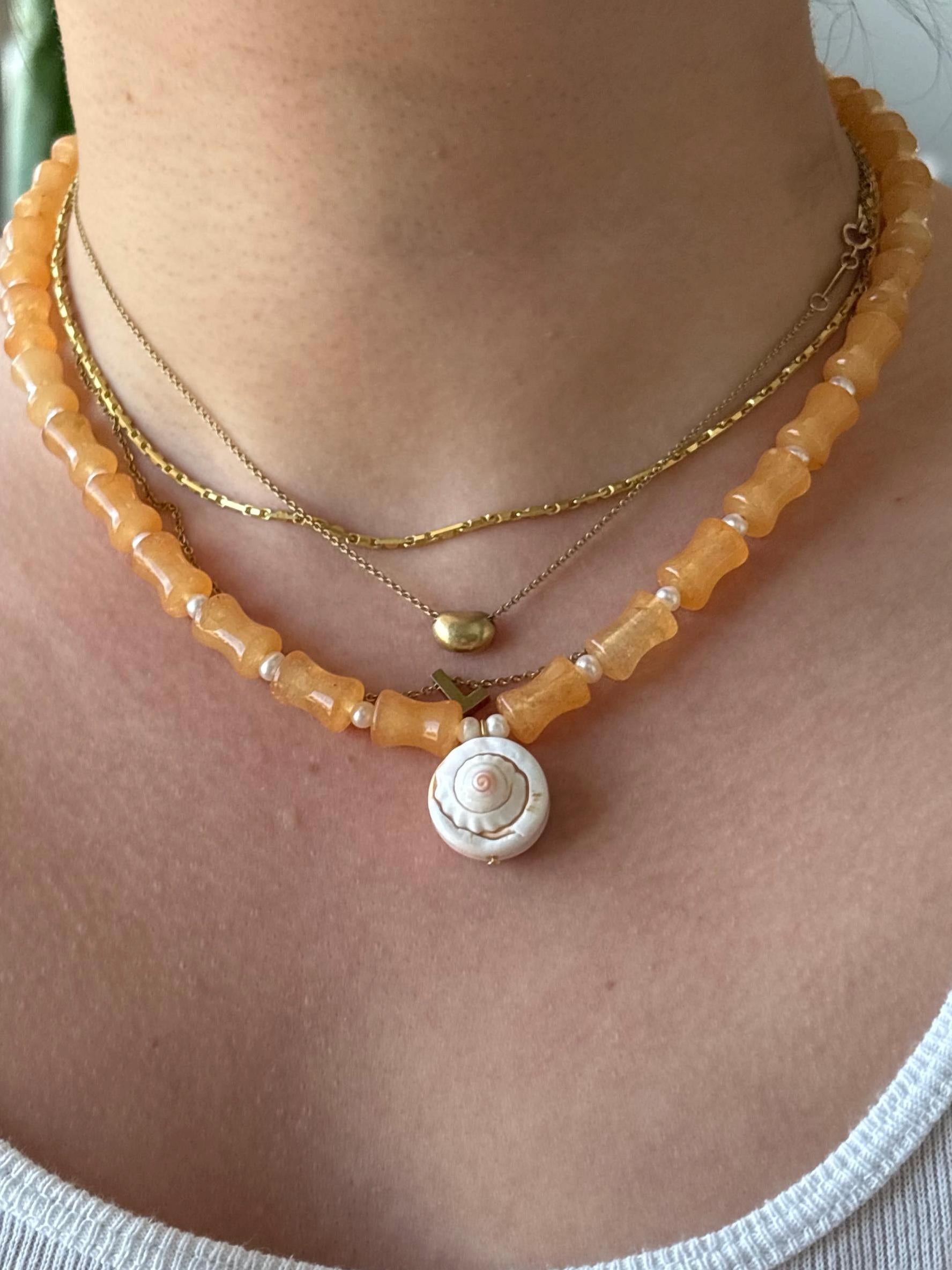 Necklace with Freshwater Pearls and Shells | Tarnish Resistant Gold Accents | Claw Clasp with Glass Coral Style Beads | 18” + Customizable