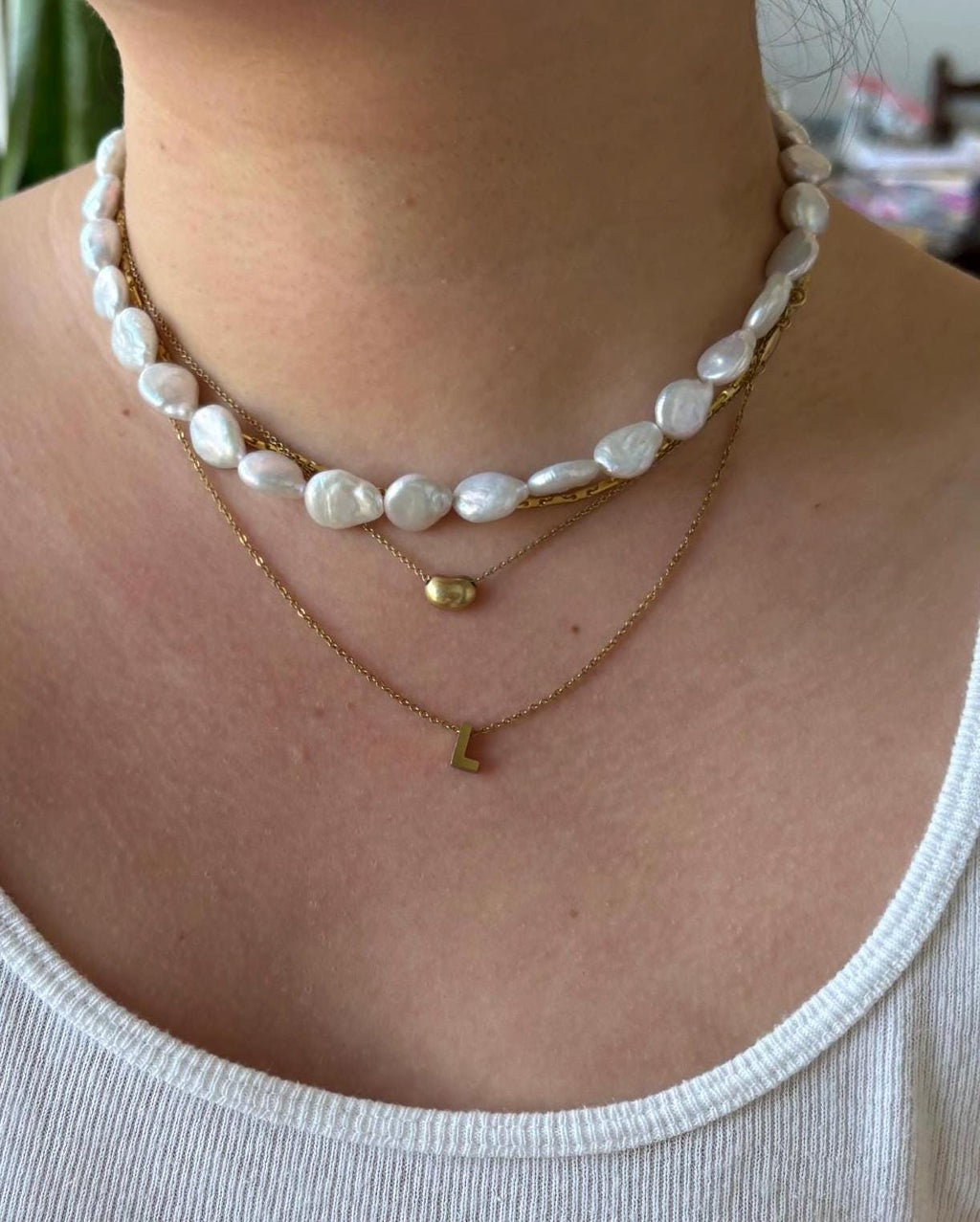 Coin Pearl Choker Necklace | Tarnish Resistant Gold Accents | Circle Toggle Clasp | 16” + Customizable