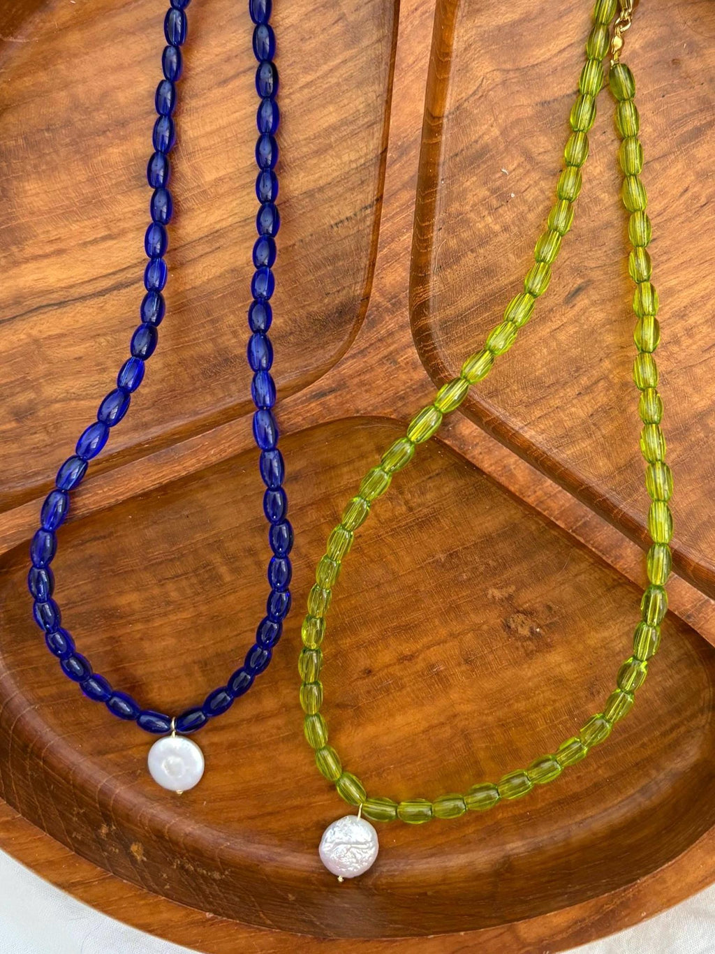 Freshwater Coin Pearl Necklace with Tarnish Resistant Gold Accents | Claw Clasp with Crystal Glass Rice Beads | 17” + Customizable
