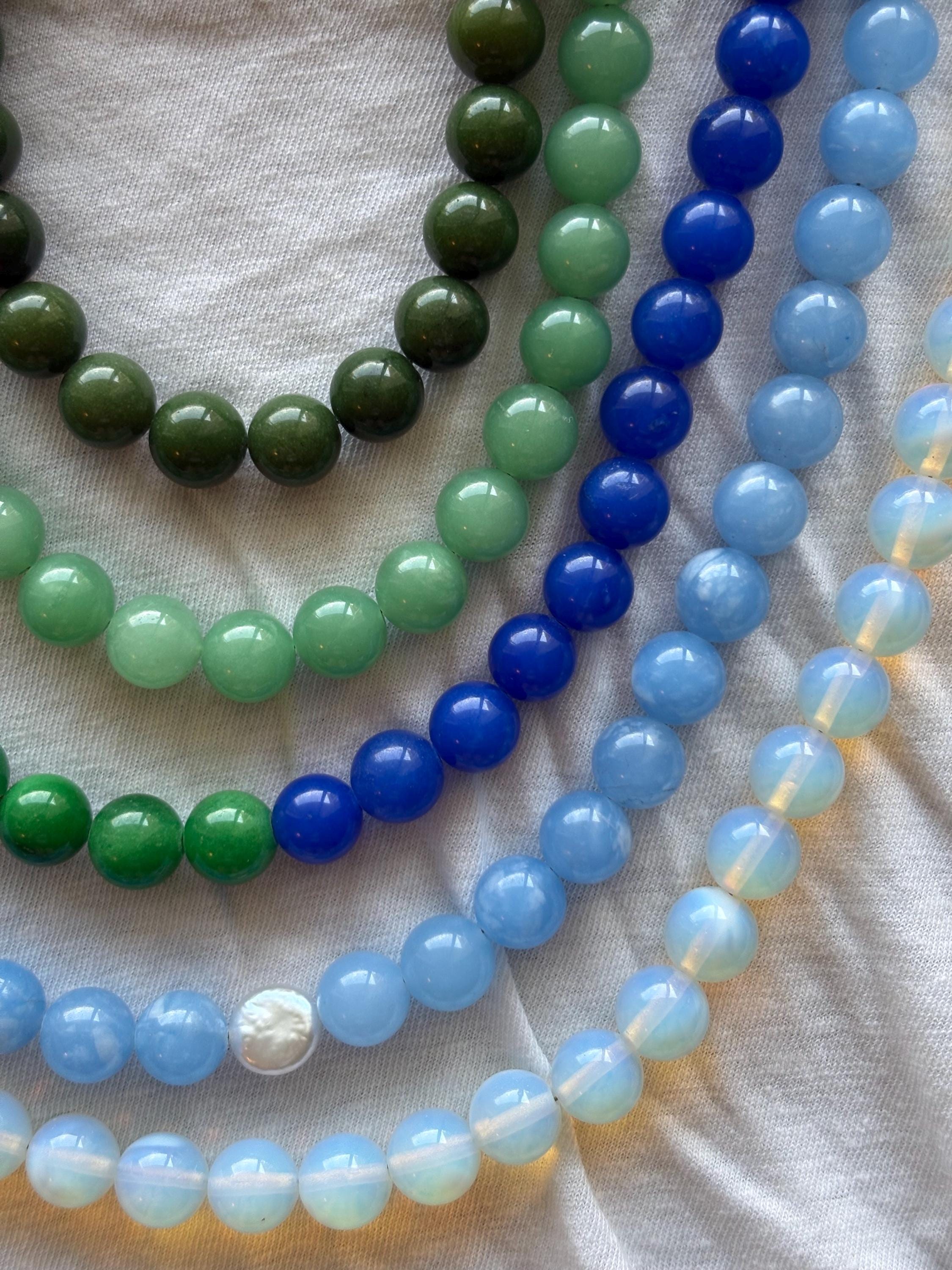 Colorful Round Beaded Necklace with Tarnish Resistant Gold or Silver Accents | Claw Clasp Closure and Bubble Glass Beads | 16”