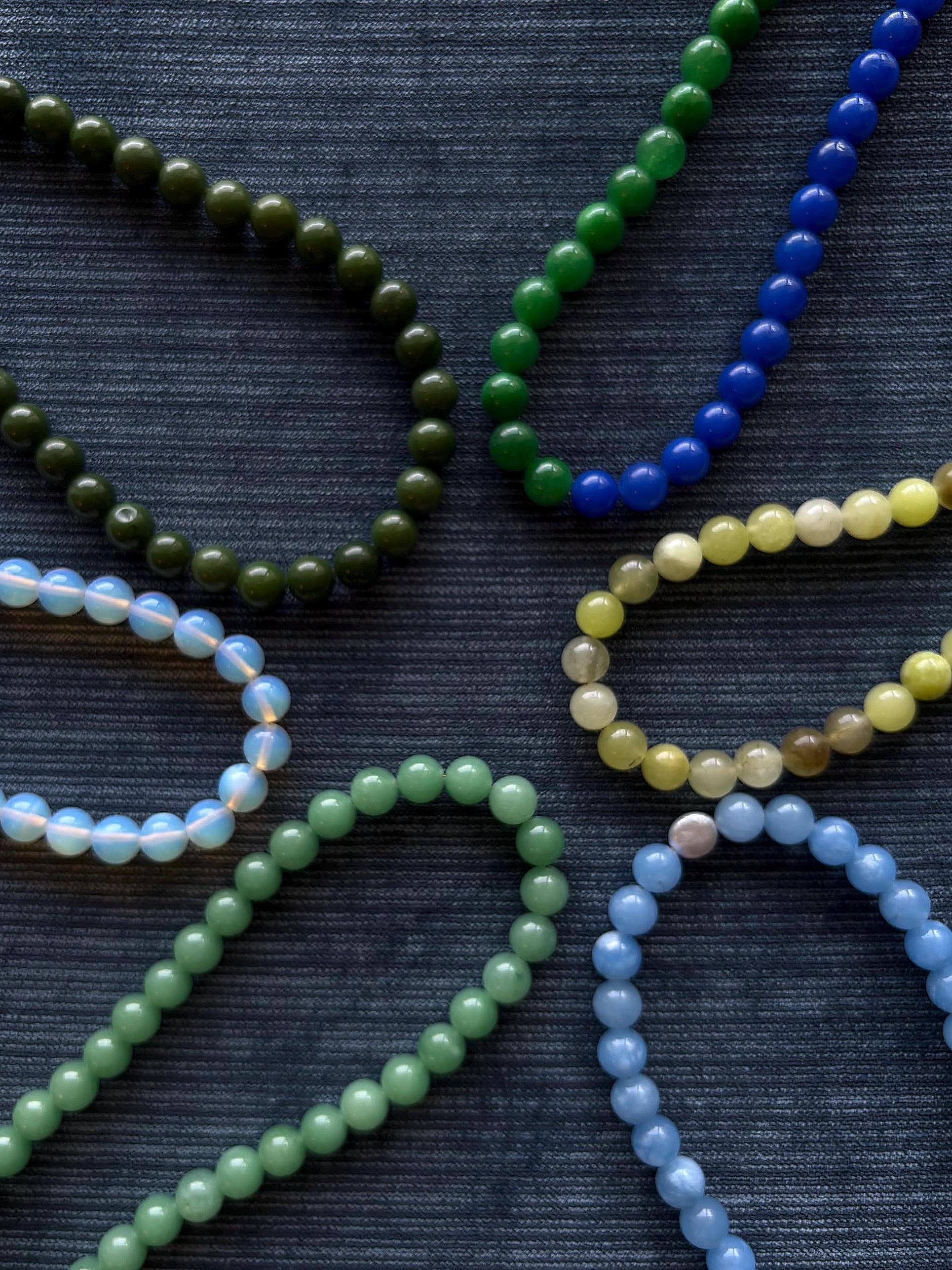 Colorful Round Beaded Necklace with Tarnish Resistant Gold or Silver Accents | Claw Clasp Closure and Bubble Glass Beads | 16”