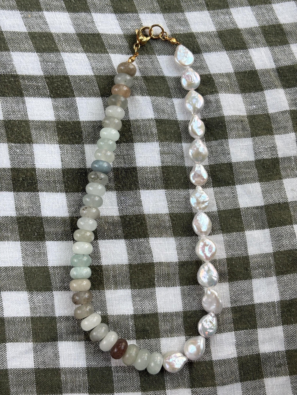Pearl and Glass Beaded Dual Necklace with Tarnish Resistant Gold Accents | Toggle Clasp Closure and Donut Roundelle Glass Beads | 16”