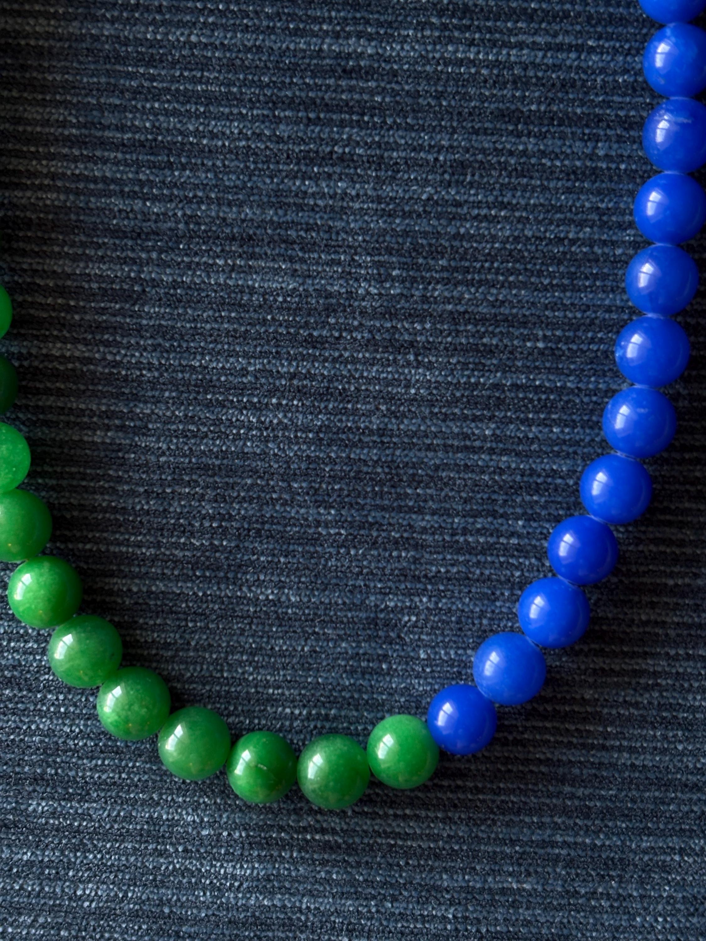 Colorful Round Beaded Necklace with Tarnish Resistant Gold or Silver Accents | Claw Clasp Closure and Bubble Glass Beads | 16”