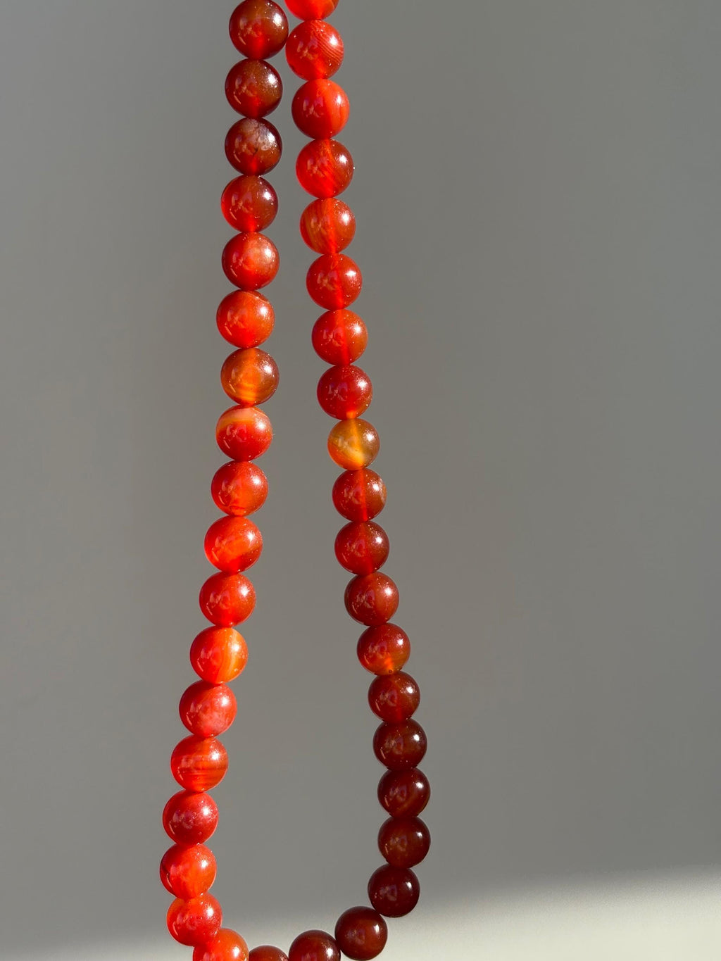Carnelian Orange Beaded Necklace with Tarnish Resistant Gold Accents | Toggle Clasp Closure and Round Glass Beads | 16.5” + Customizable